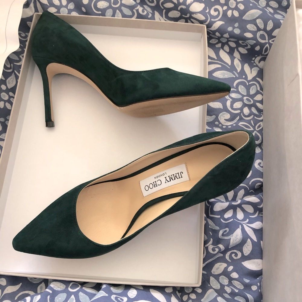 Jimmy Choo Romy 85 Dark Green Pumps 36.5
